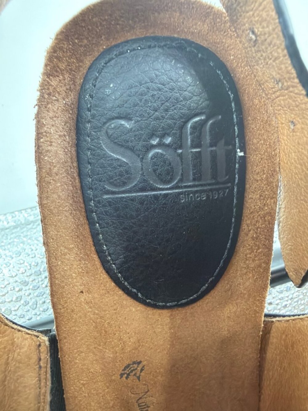 Söfft Vanita Open-Toe Sandals Leather Womens Size 8M Black Silver Wedge Boho - Picture 5 of 9